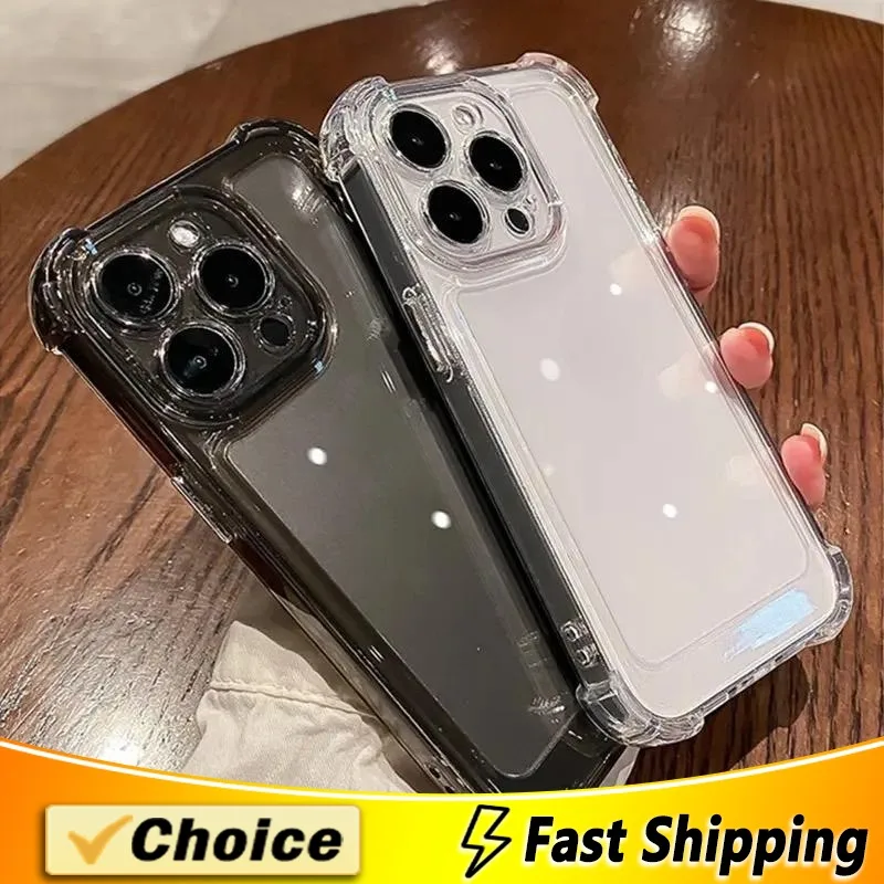 New Luxury Clear Shockproof Phone Case for iPhone 14 13 12 11 Pro Max X XR XS Max 14 7 8 Plus Clear Bumper Protective Case