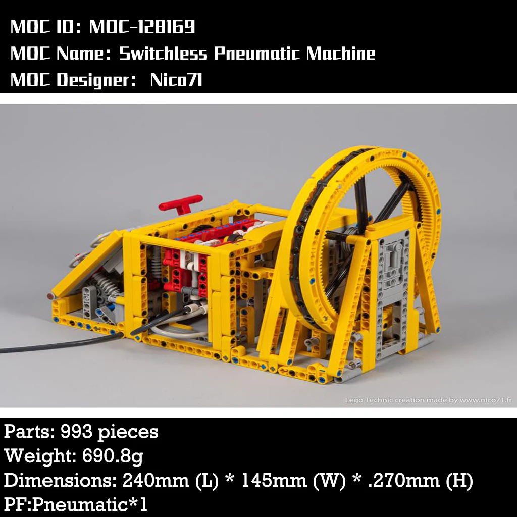 Technical Pneumatic Wheel Electronic Drawing Jigsaw Puzzle Block MOC-128169 993PCS with Pneumatic Model Toys Gifts