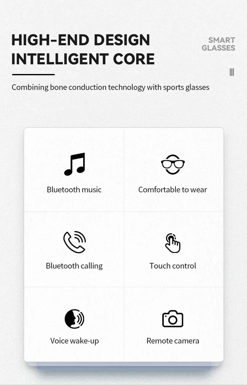Lenovo Kabellose Bluetooth-KI-Smart-Brille mit Fernbedienung, 2400MP Foto, Anruf, Musik, Sport-Sonnenbrille für Herren und Damen, Freizeitbrille – Detail 3