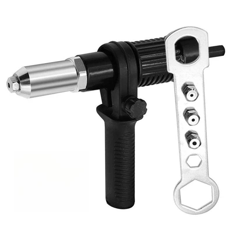 1 Set Adapter 2.4mm-4.8mm Rivet Nut Gun Drill Bit Nozzle Insert Nut Tool Power Tool Accessories Black Electric Riveting Gun