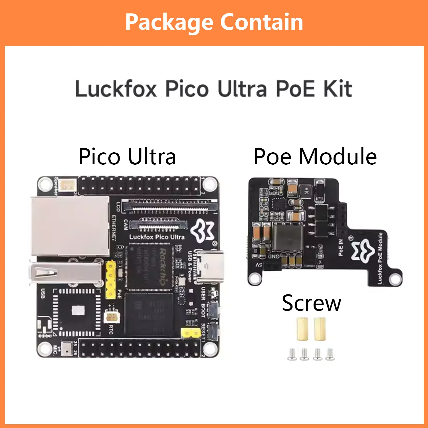 Luckfox Pico Ultra RV1106 RISC-V Linux Development Board Integrated ARM Cortex-A7/RISC-V MCU/NPU/ISP Processors With 8GB EMMC