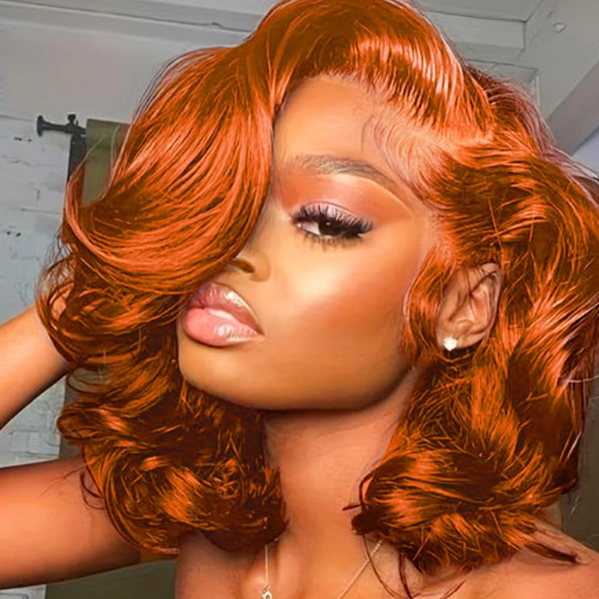 

250% Density Ginger Orange Short Bob Wig 13x4 HD Lace Front Wig Loose Deep Wave Bob Wigs For Women 100% Human Hair Lace Wigs