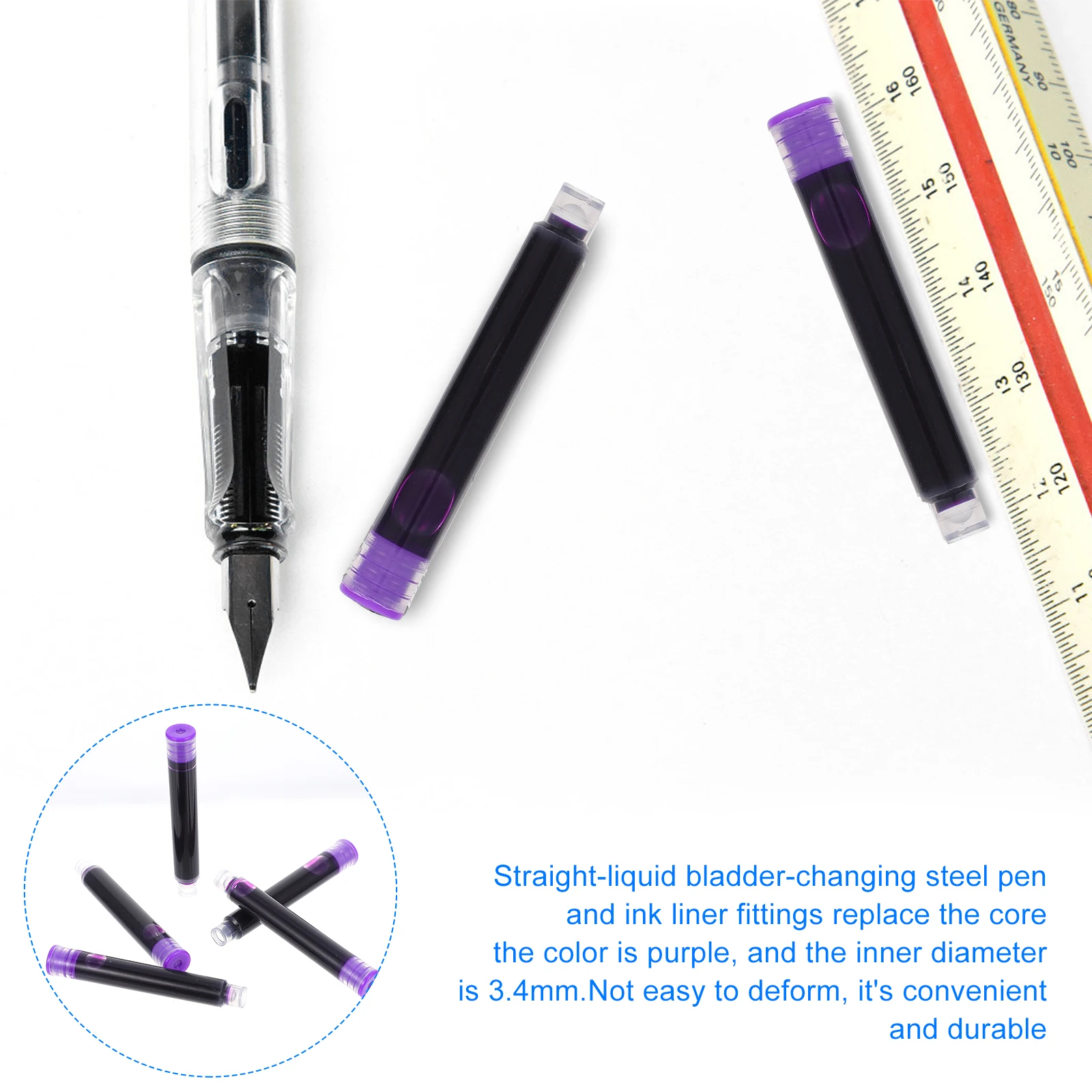 50pcs Colorful Fountain Pen Ink Absorber Heat Sensitive Plastic Student Pen Ink Absorption Refill Tool