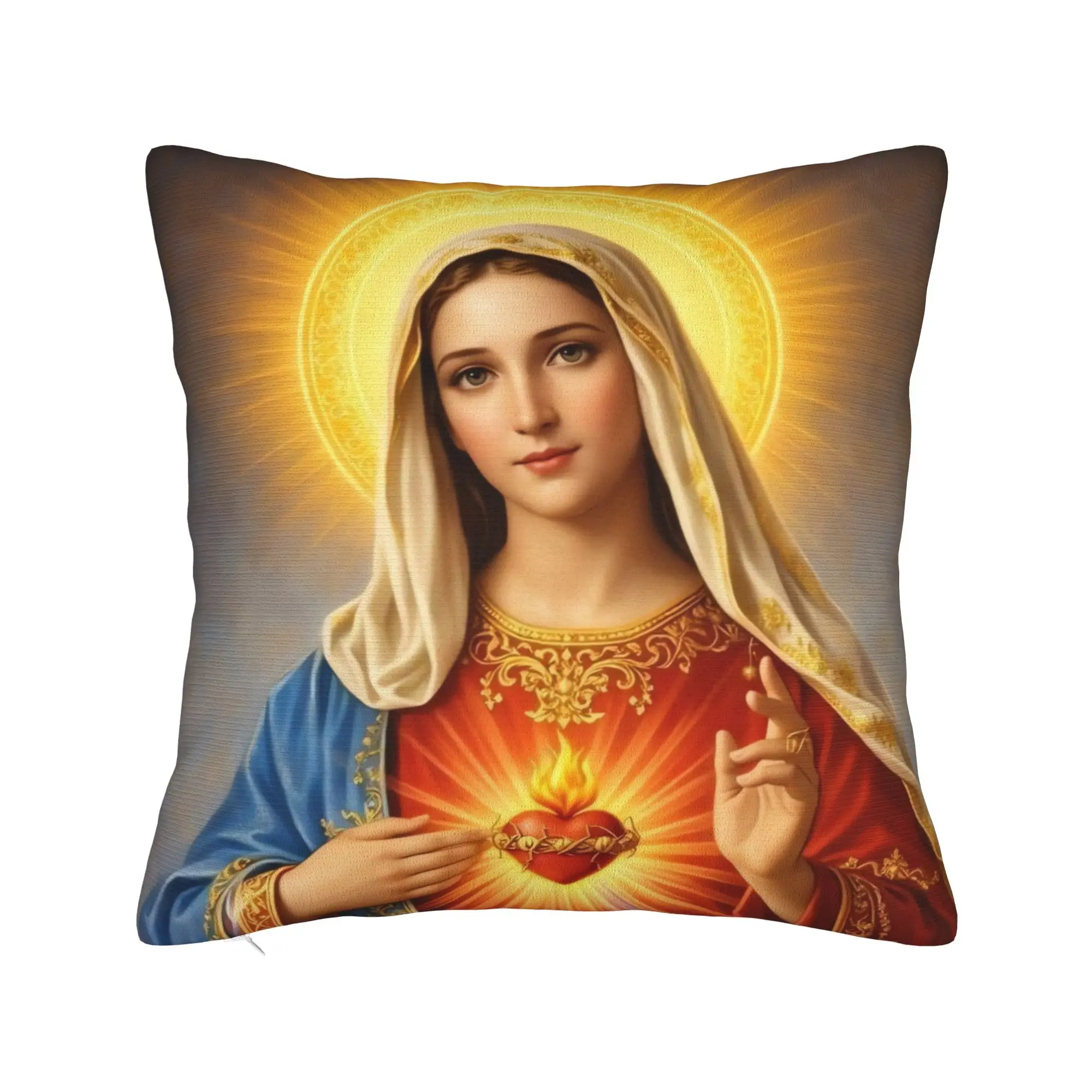Virgin Mary Cherubs Rose Pillow Case  Comfy Pillow Cover For Office Car Home Decor Vintage Pillowcases