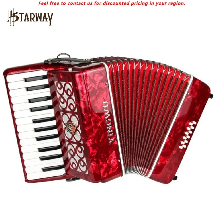 

China Supply Parrot Brand 25 Keys 12 Bass Surface Celluloid Diatonic Accordion