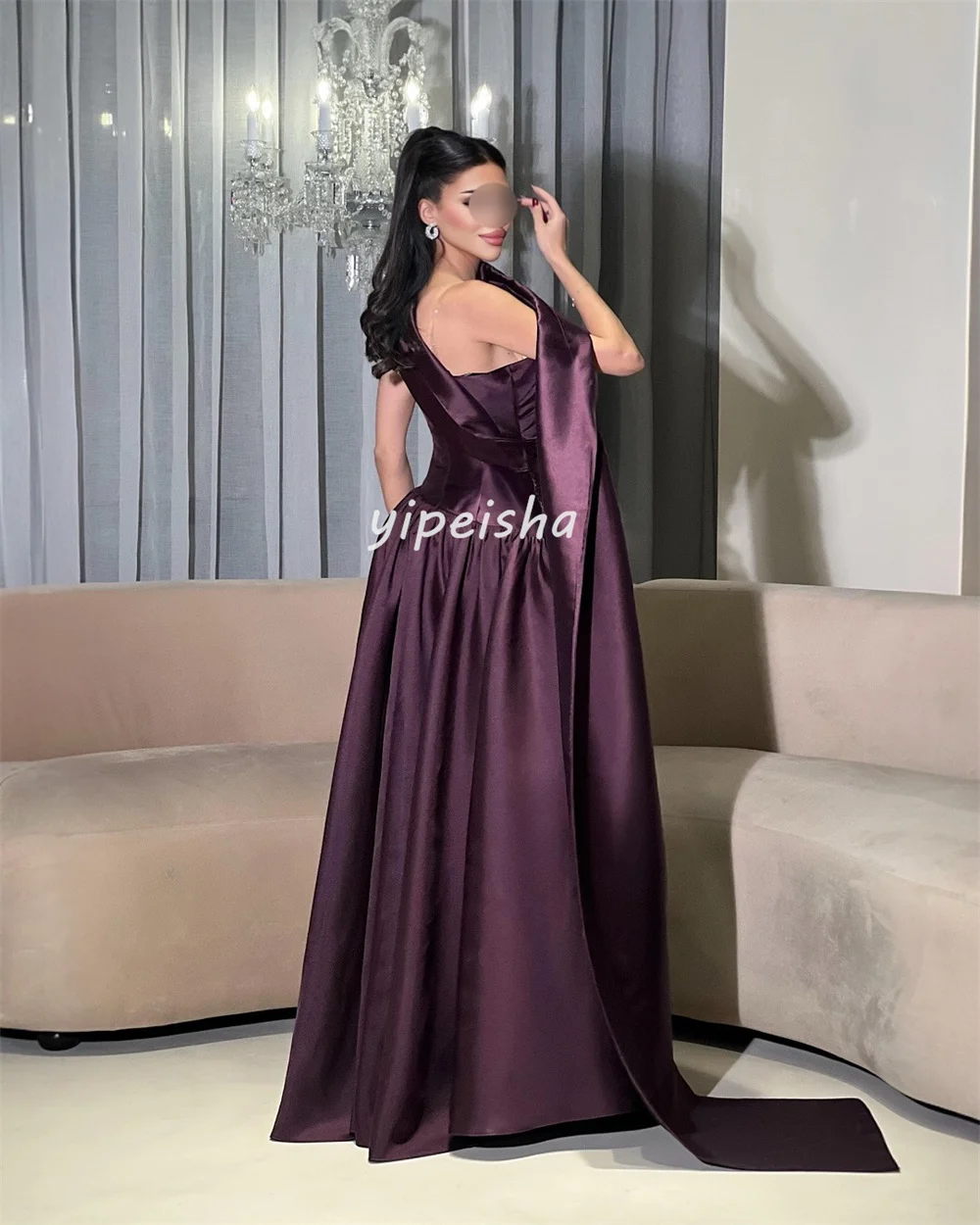 Customized Simple Intricate Pleat Draped A-line Strapless Long Dresses Bespoke Occasion Dresses Exquisite Elegant High Quality