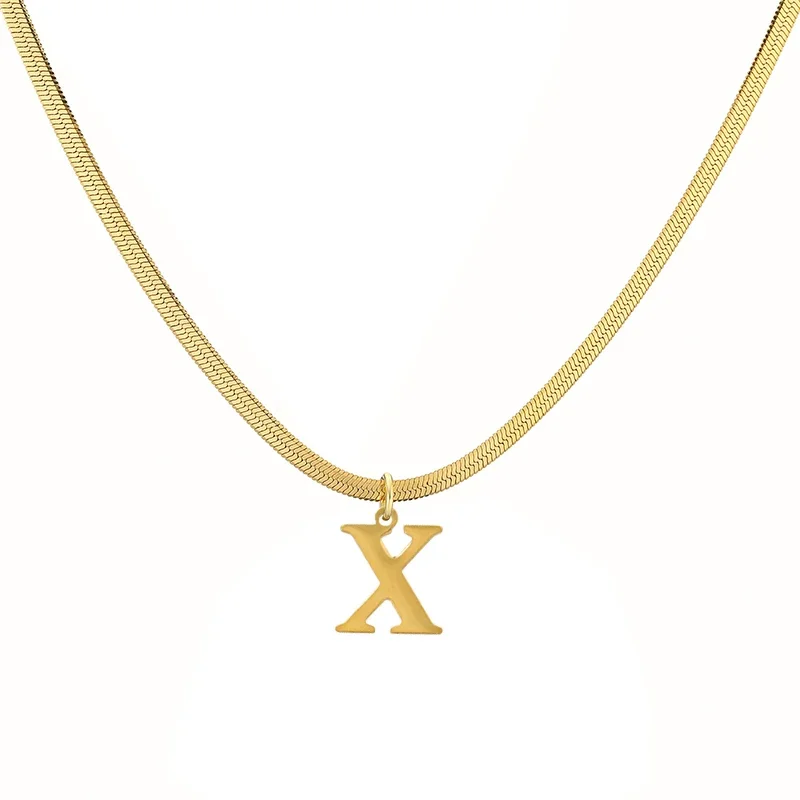 Stainless steel Letter Choker for Women Snake Chain Initial Clavicle Necklace Waterproof Wholesale dropshipping