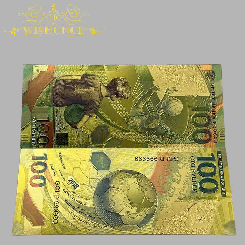 2025 All Types 10pcs/Lot New Russia Banknotes Ruble Banknote in 24K Gold Plated For Collection