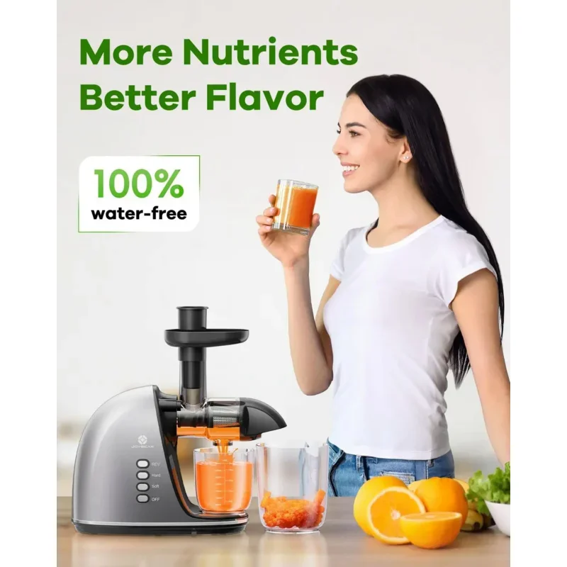 QWJoyBear Cold Press Juicer Machine: Easy to Clean Slow Masticating Juicer Extractor for Veggies and Fruits,92% Juice Yield High