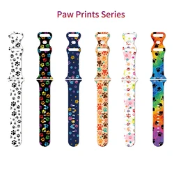 Dog Paw Print Silicone Strap 38/40/41MM/42/44/45/49MM Animal Style Suitable for iWatch Ultra Ultra2 Series 9 8 7 6 5 4 3 2 1 SE