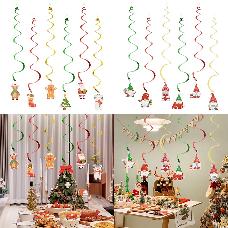 2023 natale Foil spirale pendenti soffitto appeso ghirlande decorazioni natalizie per la casa Navidad Decor capodanno 2024 regali