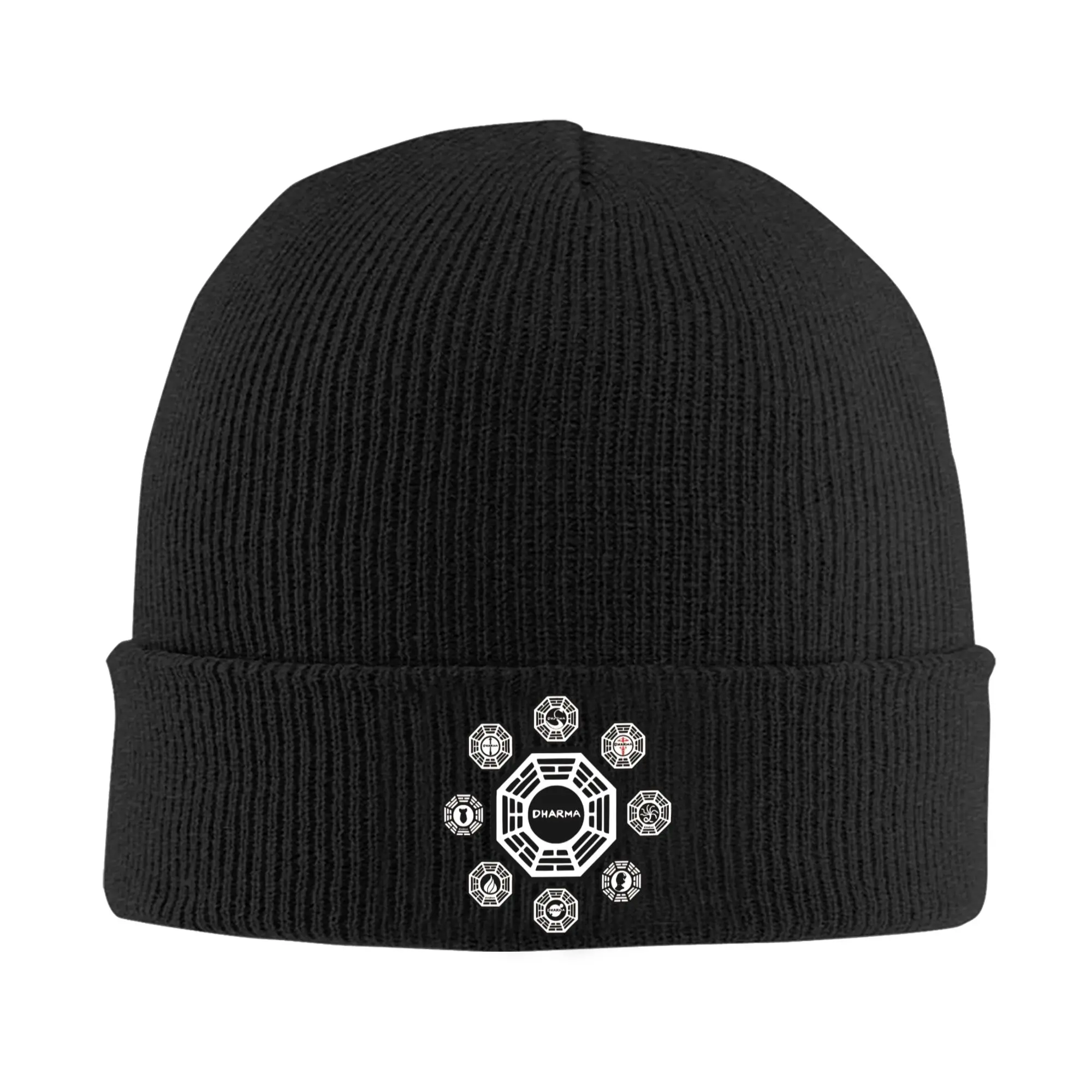 Dharma Initiative Logo Lost Knitted Hat Beanies Winter Hat Warm Acrylic Casual TV Show Caps for Men Women Gift