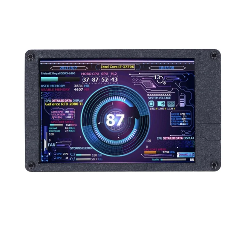 

Z USB Mini Screen Adjustable Brightness 3.5in IPS Computer Temp CPU RAM Monitor