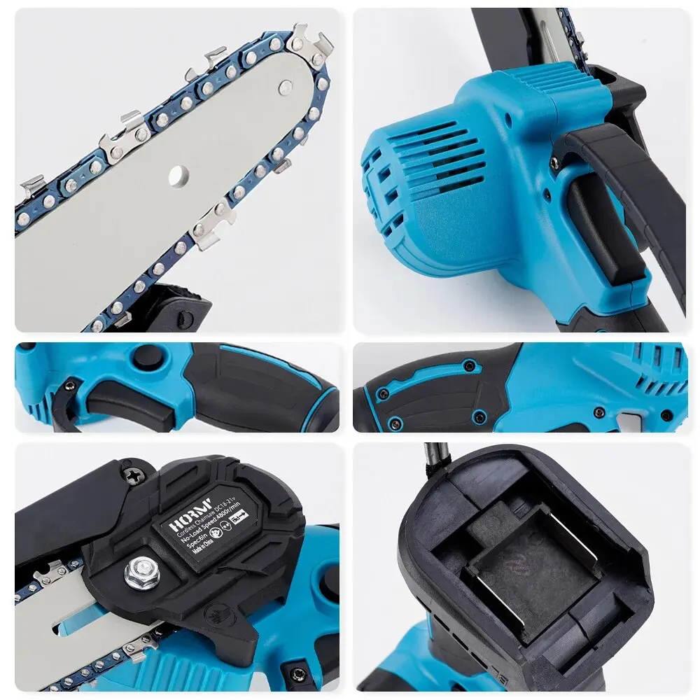 Hormy Brushless 6 Inch Mini Electric Chain Saw Cordless Pruning Chainsaws Garden Wood Cutting Power Tool For Makita 18V Battery