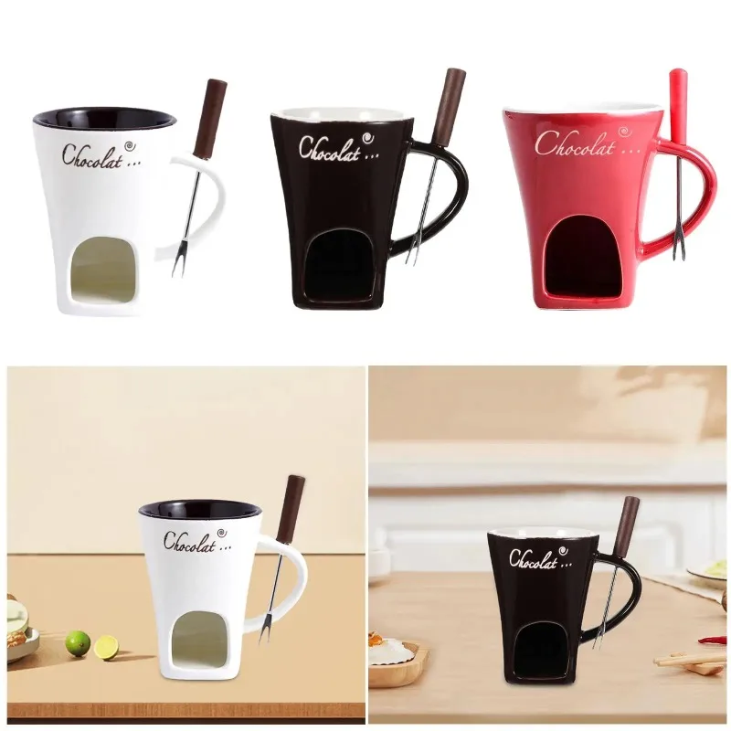 

130ML New Fondue Mug Chocolate Melting Cup Coffee Cup Butter Melt Pot for Dessert Home Anniversary Birthday Cooking Appliances