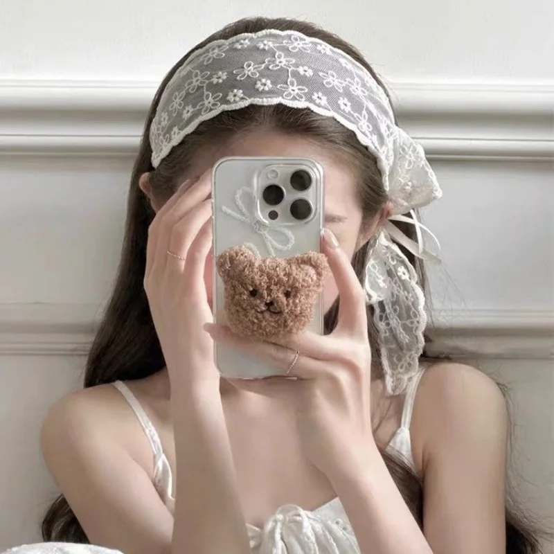 新しい 2 個フレンチメッシュボウレースワイドエッジヘアバンド女性のための甘いかわいい多用途ヘッドバンドガールヘアアクセサリー