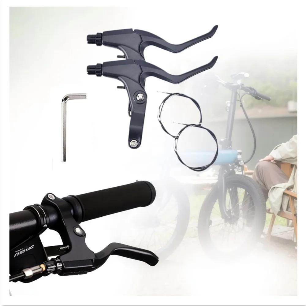 

1 Pair MTB Bicycle Brake Handle Levers V Brake/Disc Brake Handle Aluminum Alloy Brake Levers Black with Brake wire