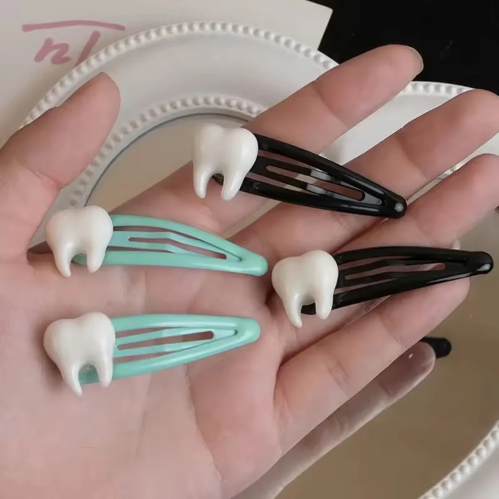 2/4 Stück Niedliche Simulierte Zahn-Metall-Haarspangen Lustige Kreative Coole Entzückende Entenschnabel-Clips für Frauen Süße Coole Y2k Haaraccessoires – Detail 7