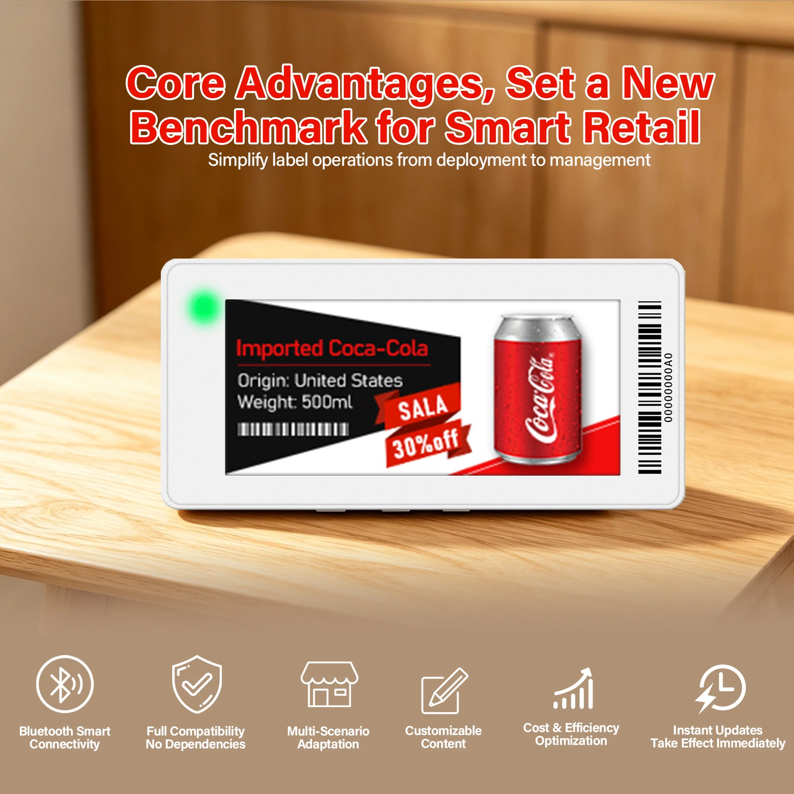 PANDA 2.13-inch Bluetooth 3Color E-Ink Display Screen Low Power Consumption Electronic Tag for Supermarket Warehouse Shelf