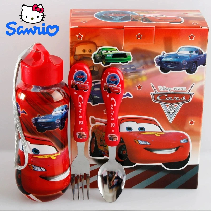 

Disney Frozen Cars Cutlery Set Anime Cartoon Fork Spoon Water Water Cup 3-piece Suit Children's Boutique with Box Gifts