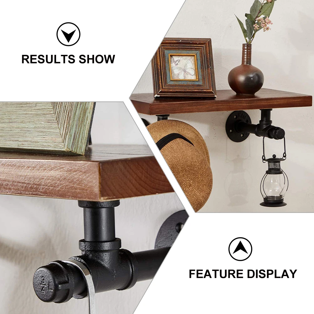 

2pcs Wall Mounted Iron Pipe Shelf Brackets Rust Resistant Industrial Storage Decor Hardware Kit Farmhouse Style Home Office