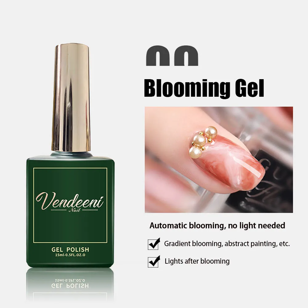 Vendeeni 15ml UV-Nagelkunst-Funktionsgel Nagellack Top Base Coat Matt Diamant Top Coat Verstärktes Gel Blossom Gel Folien-Gel – Detail 14