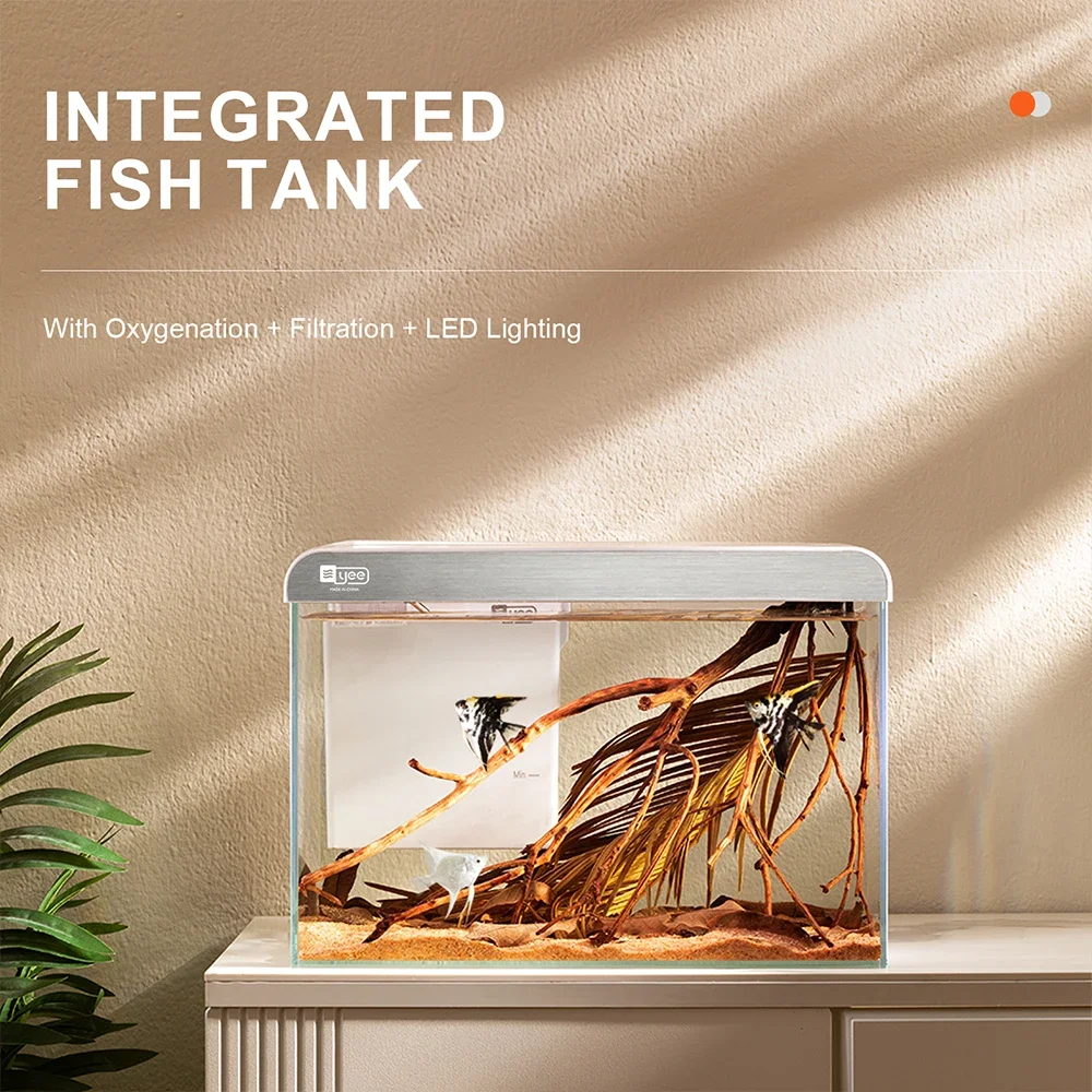 

zz YEE customizable smart fish tank ultra white clear glass small aquarium tank with led aquarium light and filter