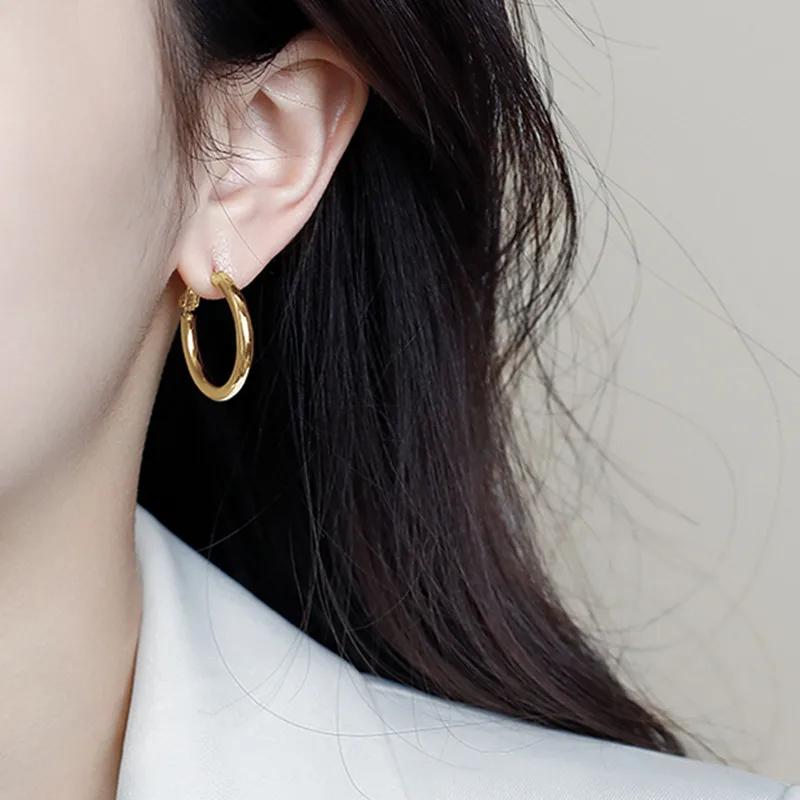 Fashion Gold Silver Color Hoop Earrings For Women Wide Metal Big Round Circle Statement Earrings Vintage Jewelry Accessories