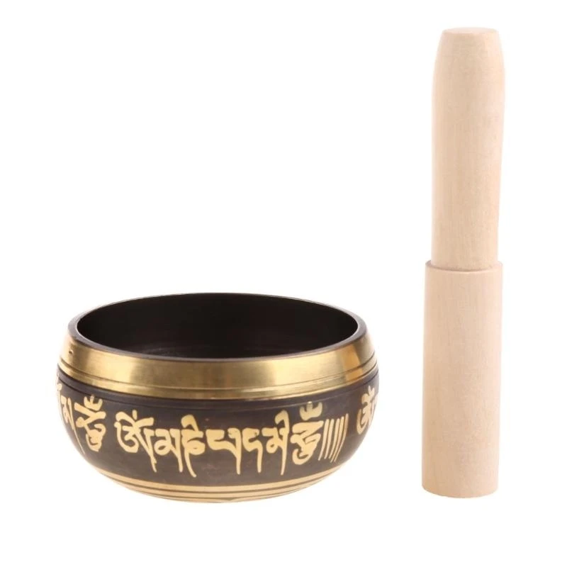 L9NB Buddhism Tibetan Singing Bowl Set Yoga Copper Meditation Gift Accessory