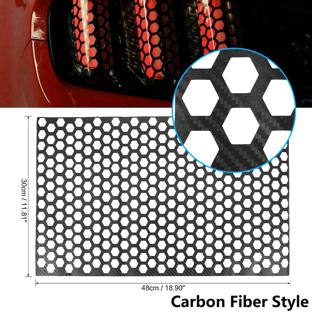 Car Rear Tail Light Lamp Stickers Honeycomb Type Decal Carbon Fiber Style 48 x