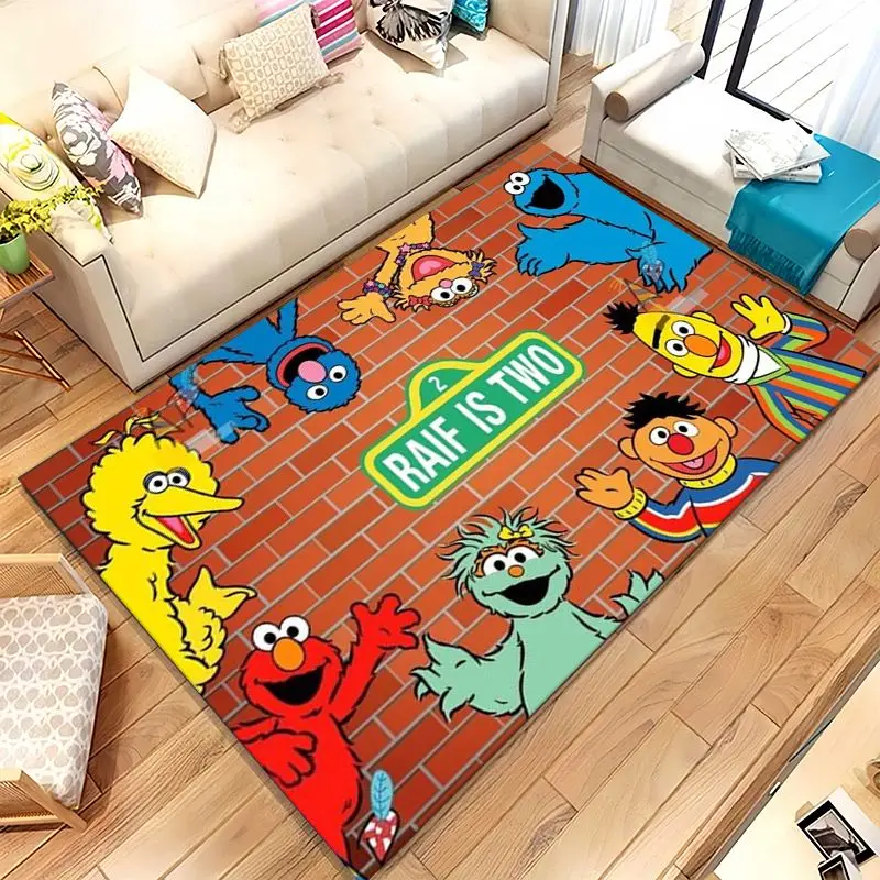 Vintage S-Sesame Street Elmo Cookie Monster Soft Non-Slip Large Area Rug for Living Room,Bedroom Carpet Mat for Sofa,Home Decor
