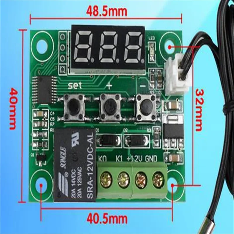 High Precision Mini Digital Temperature Controller, Thermo Switch Sensor, W1209, 5Pcs