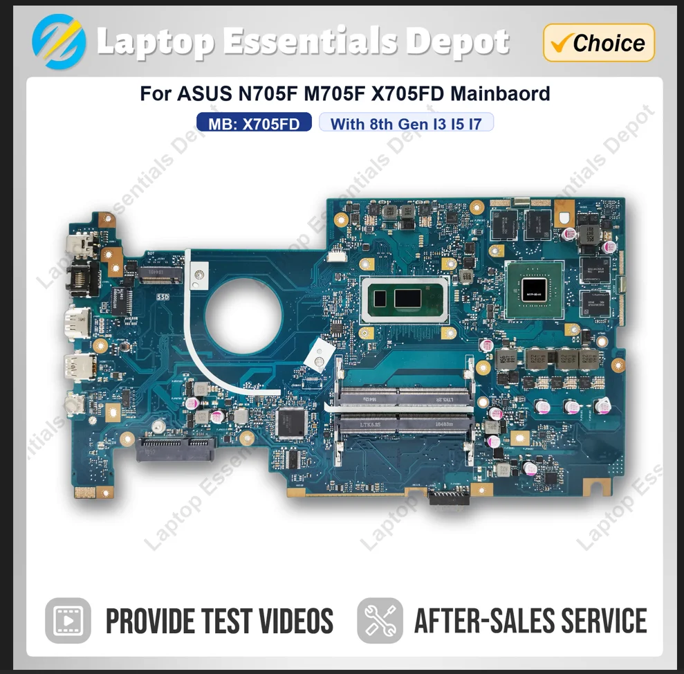 X705FD Laptop Motherboard For Asus Vivobook Pro 17 N705FD X705 Mainboard With i3-8145U i5-8265U i7-8565U GTX1050-2G/4G DDR4