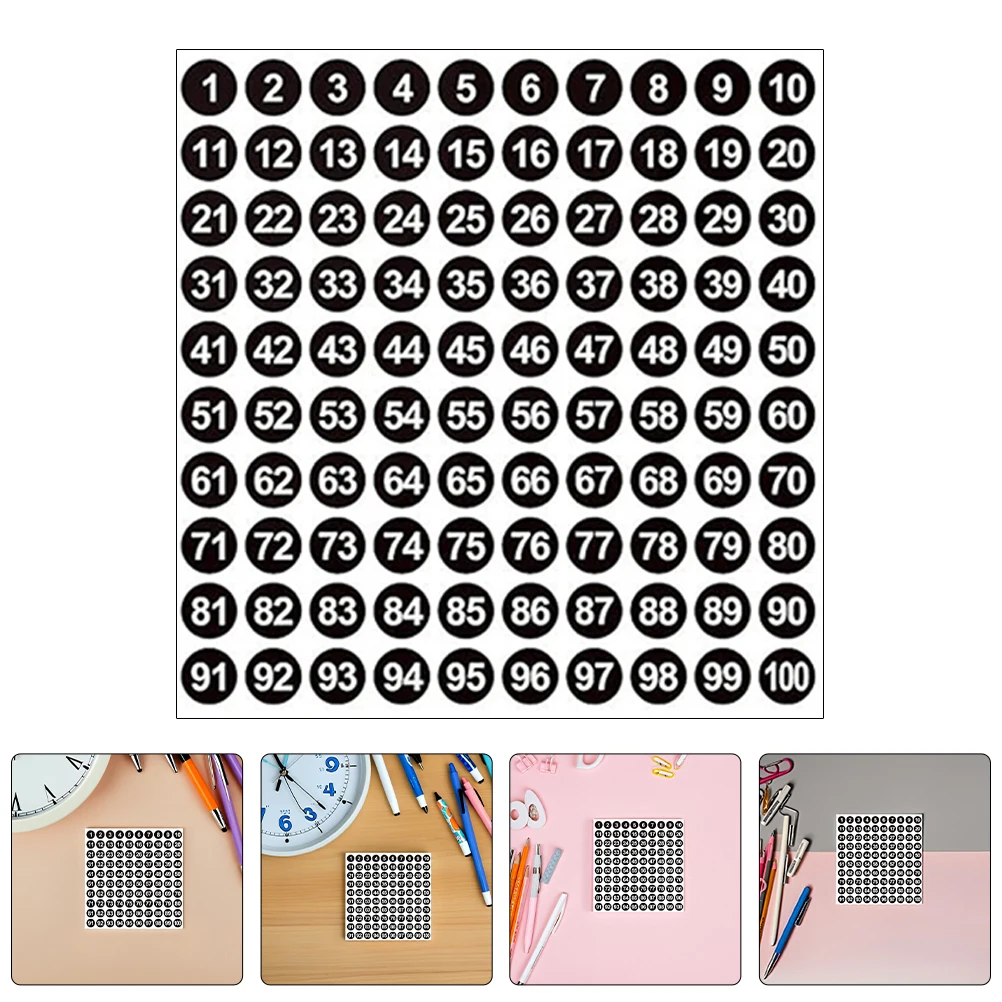 

2500 Pcs Number Stickers Colorful Decals Label Numbered Coated Paper Adhesive Numbers