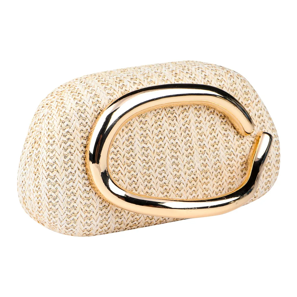 

Summer New Fashion Ins Gold Metal Closure Box Clutch Bag Women Evening Wedding Party Cute Purse Bag Handbag Dark Red Beige Straw