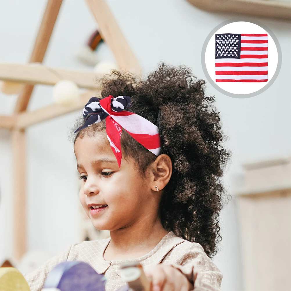 

2pcs Small Square Scarf National Flag Print Soft Cloth Headband Neck Wrap for Women Men Patriotic Hair Bandana Travel Running