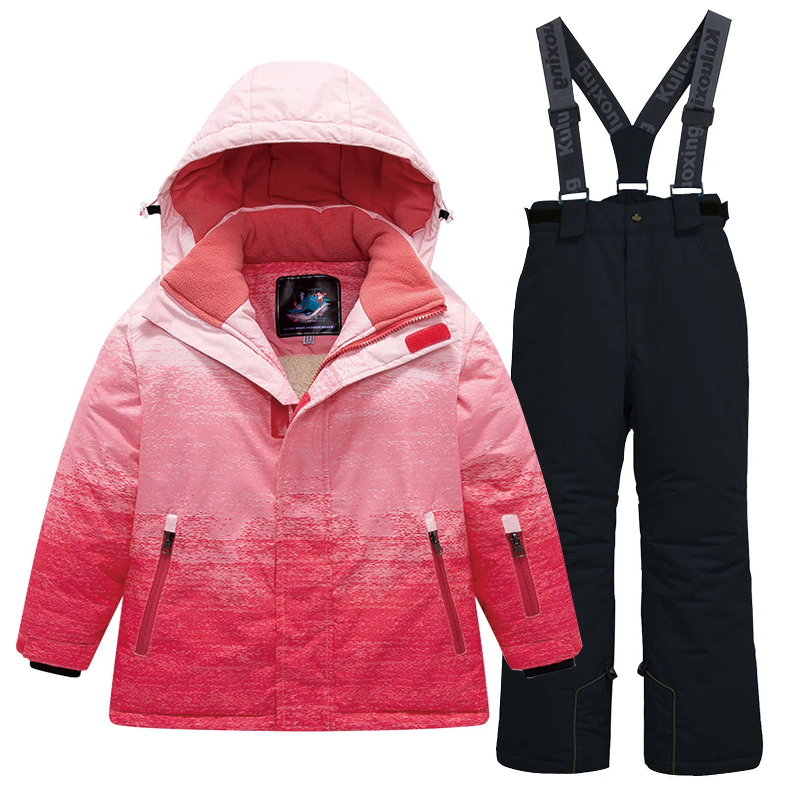 

Children's Snowboarding Wear,Thermal Hood Girls Snow Jacket Pants,Kids Skiing Suit,2-Piece Warm Winter -30 Degree Boys Snowsuits