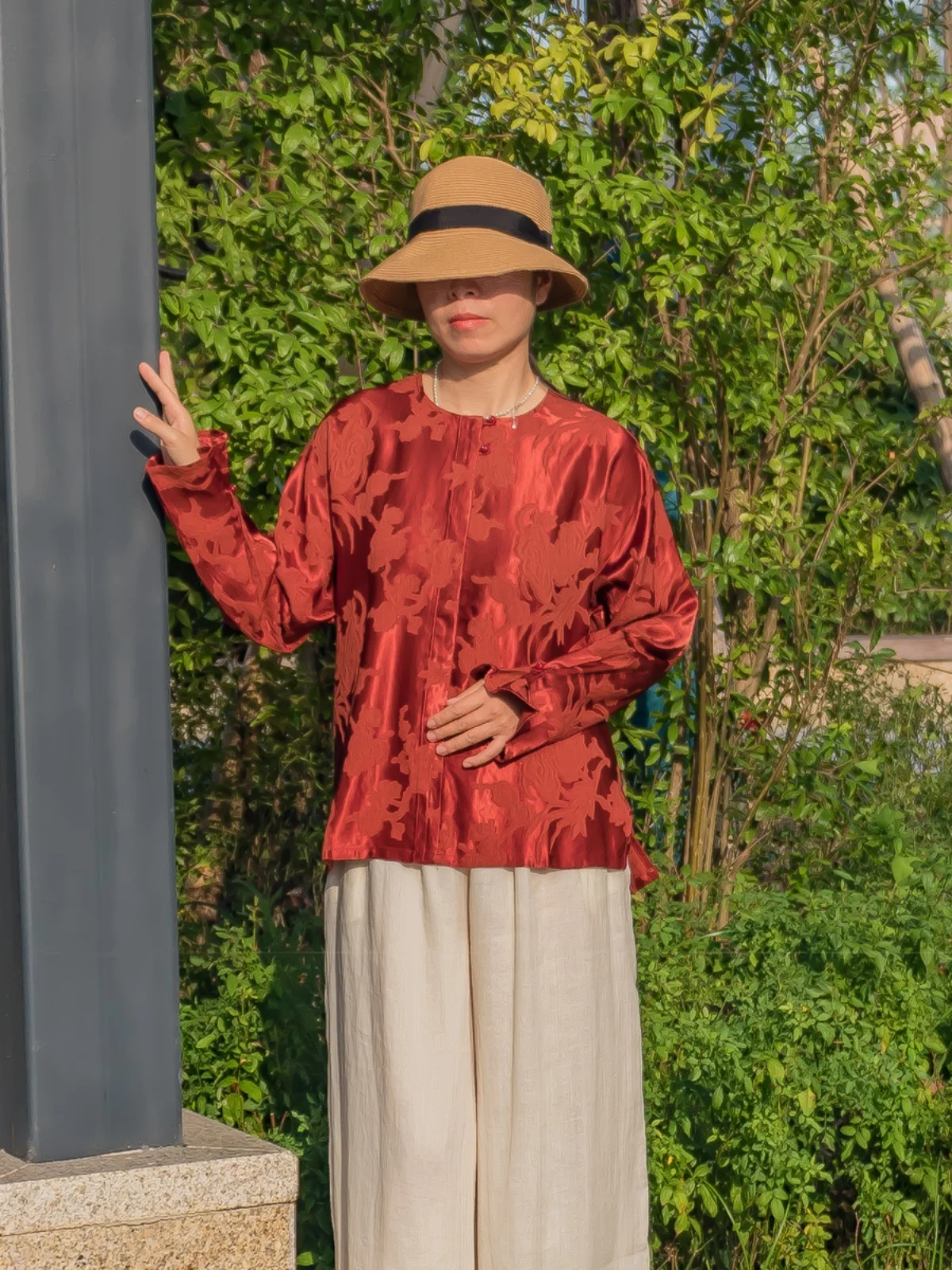 

Новый женский топ из шелкового атласа с вышивкой в стиле ретро-китайского искусства, свободного кроя, для весны и осени