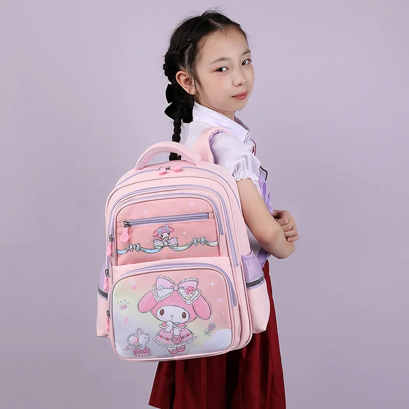 Sanrio Kulomi New Cartoon Student School Bag Cute Melody Large Capacity Girls Waterproof Ridge Protection Children's Backpack