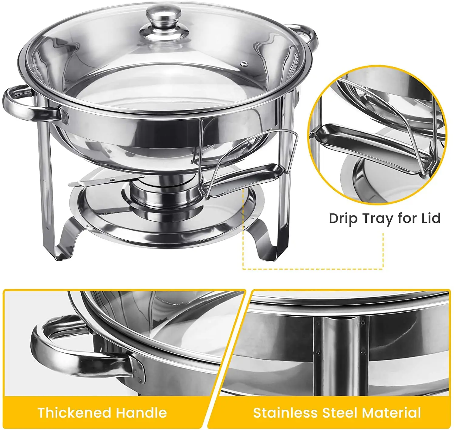 Factory Direct 2026 2PCS  4L Food Chafing DishesCatering Buffet Set  Stainless Steel Chafer Buffet Water With Lid For Catering