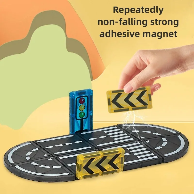 168 STKS Creatieve Stad Magneet Spoor Auto Road Cube Magnetische Bouwstenen Kinderen DIY Puzzel Speelgoed Cadeau Voor Kinderen