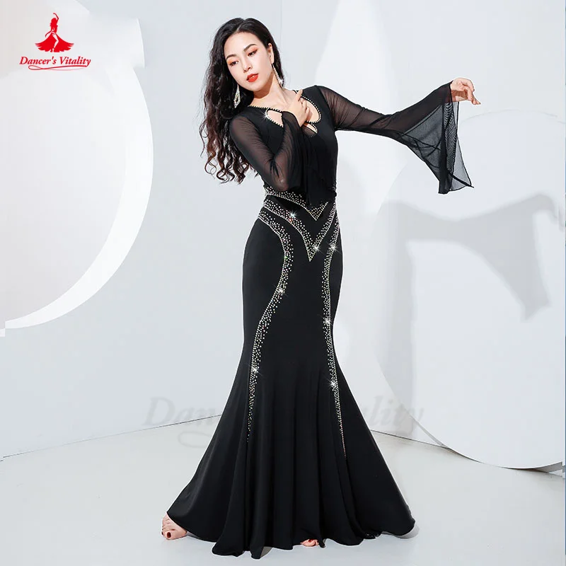 Belly Dance Dress Women Iraq Hair Swing Robe Slim Fit Dress Long Sleeves Senior Spandex Kawleeya Performance Robes Dresses