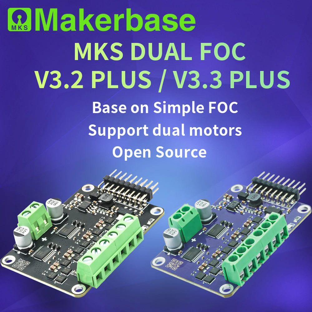 Makerbase SimpleFOC Podwójny bezszczotkowy serwomechanizm Micro FOC 3.1 z pętlą prądową do silnika BLDC kompatybilny z ESP32