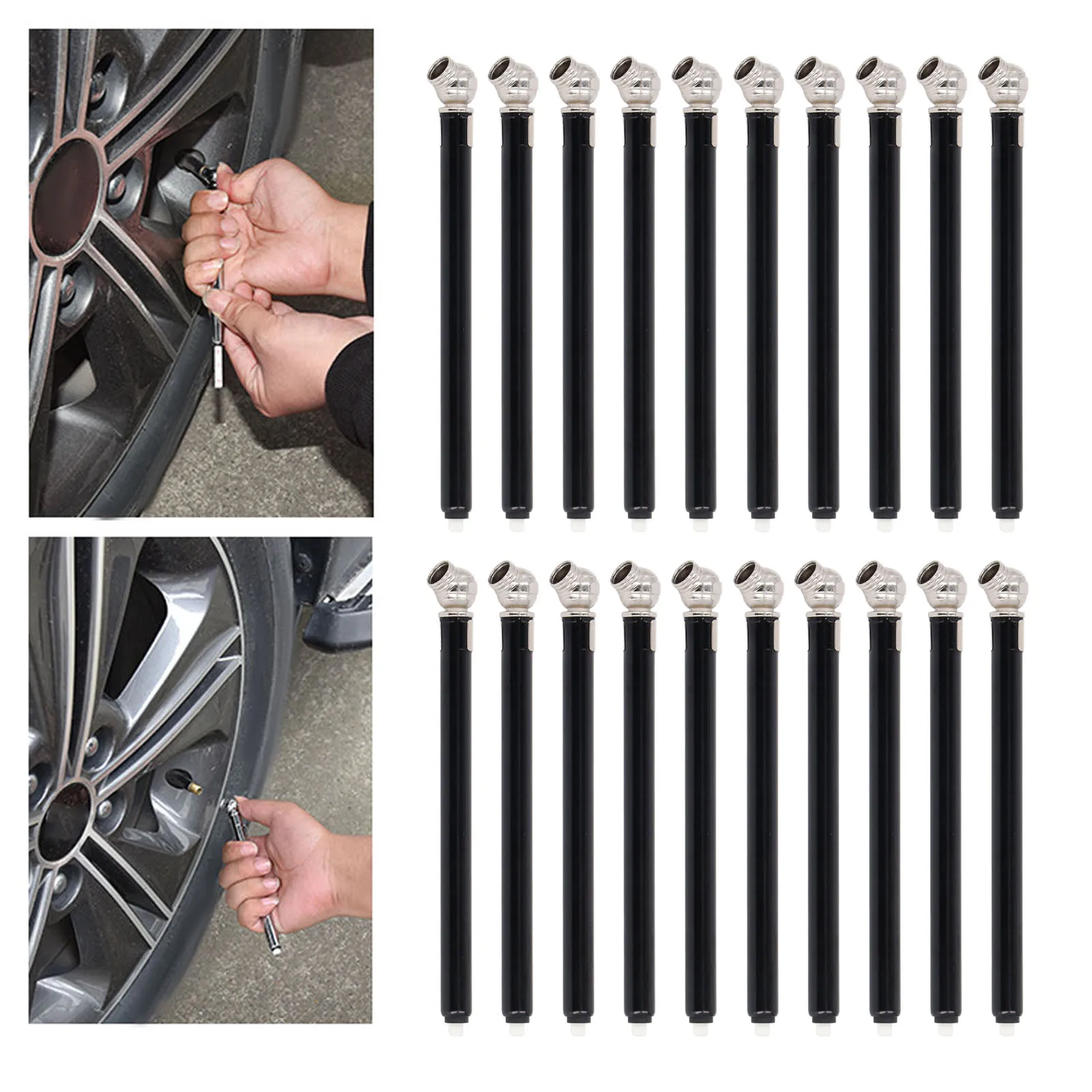 20 Stück 10-50 PSI Autoreifen-Manometer Edelstahl-Stift-Manometer Auslaufsicher Reduzieren Sie den Verschleiß Luftdruckmessgerät für die Reparatur