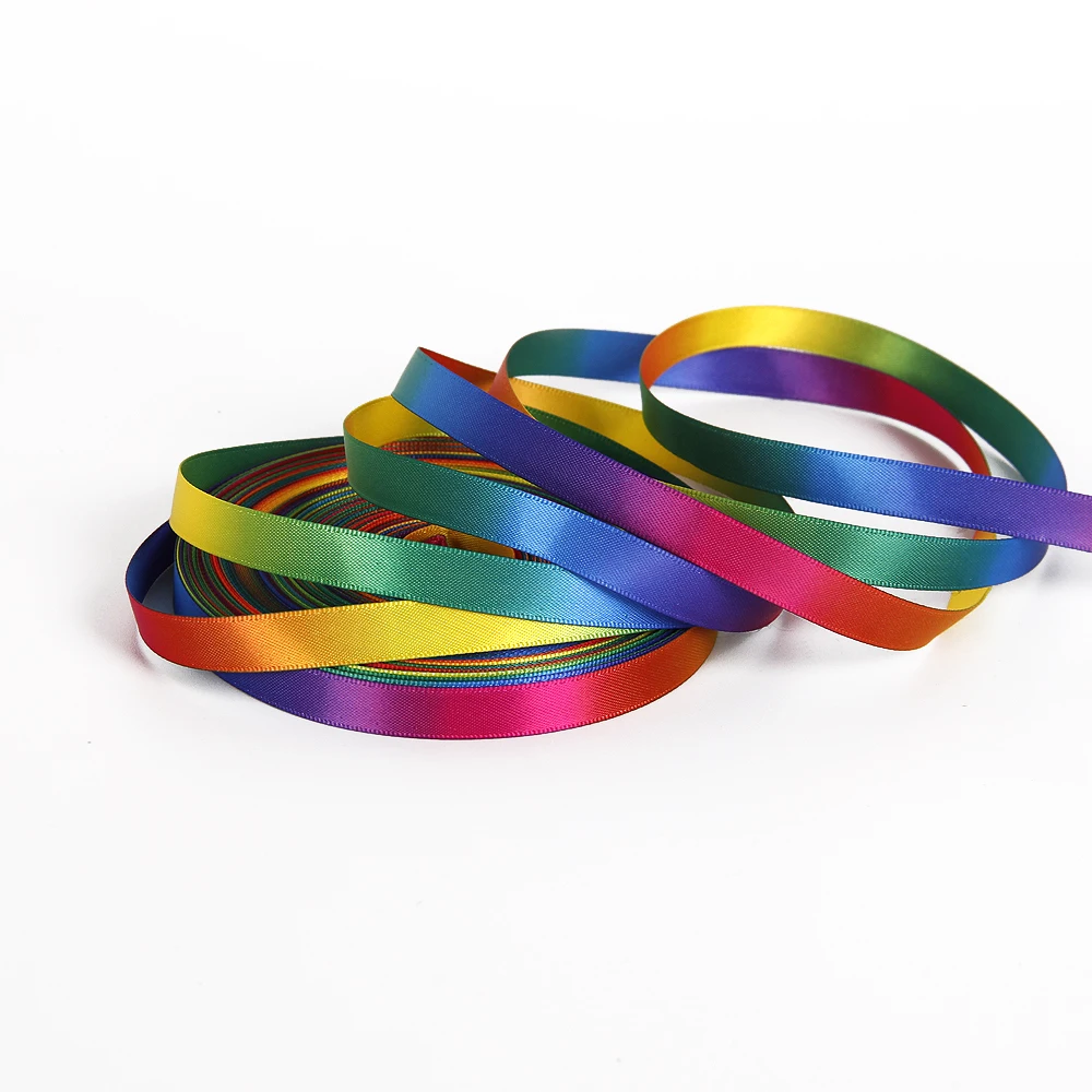 5 Yards Multi Size Rainbow Color Satin Ribbon For Wedding Party Christmas Decoration DIY Bowknot Gift Wrapping Ribbon,5Yc22555