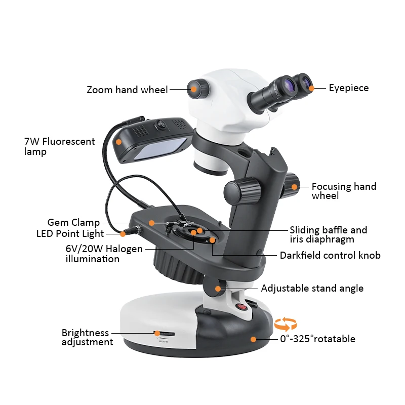 Albenth 8X-50X Magnification Professional Gemological Jewelry Darkfield Stereo Microscopes
