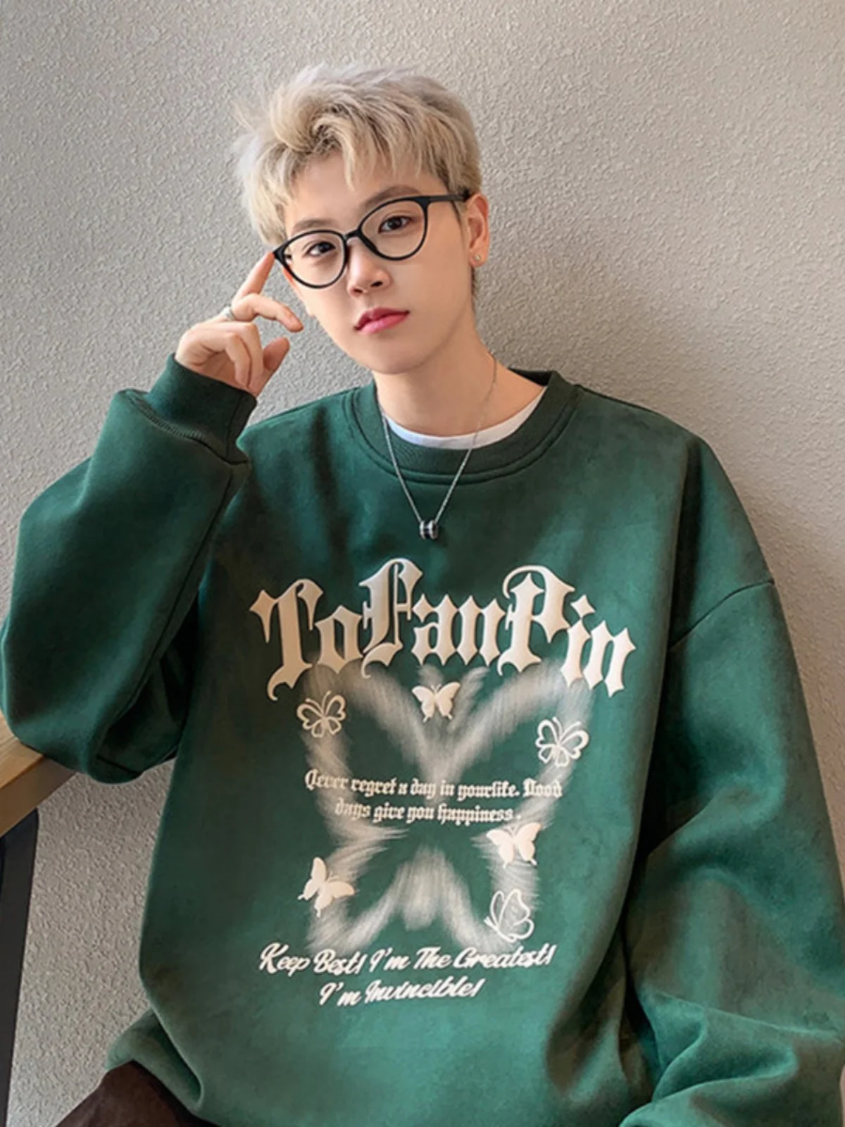 

American Retro Sweatirt Men's Spring Autumn High Street Hiphop Heavyweight Jaet Trendy Inner irt Base Layer