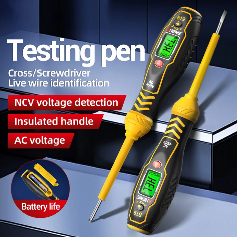 ANENG B19 Cross/Word Screwdriver Pen 30-1000V Voltage Digital Handheld Non-Contact Test Diagnostic Breakpoint Finder Buzzer Tool