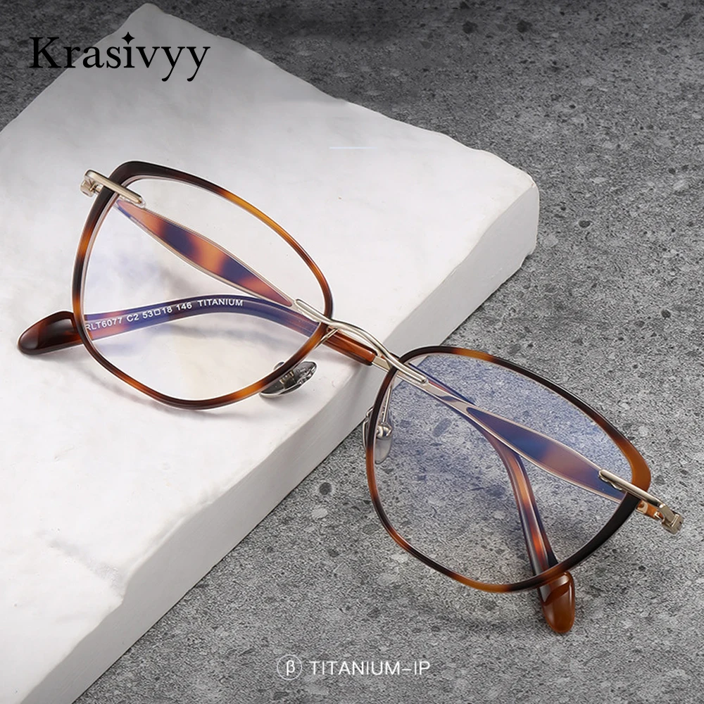 

Krasivyy очки «кошачий глаз» оправа женские титановые овальные оптические очки по рецепту женские роскошные европейские брендовые качественные очки