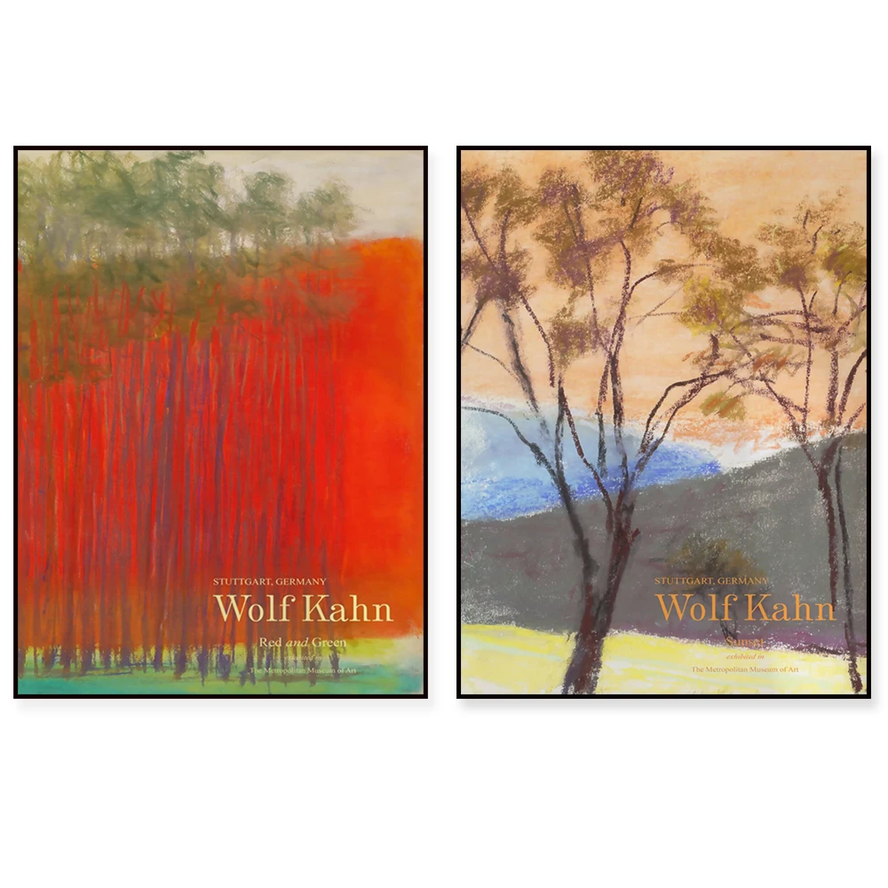 Wolf Kahn Exhibition Poster, Hot Summer Trees, Greenhouse Trees, Pink Grove, Sunset Poster, Landscape Painting Canvas Print